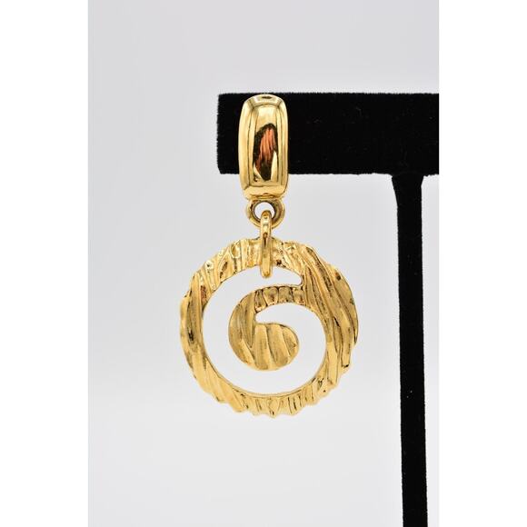 Givenchy Vintage Dangle Earrings Brushed Gold Dangle Shiny Signed 1980s BinAK - Picture 6 of 12
